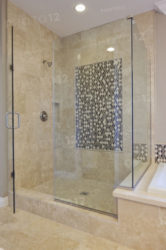 Glass shower cubicle in domestic room
