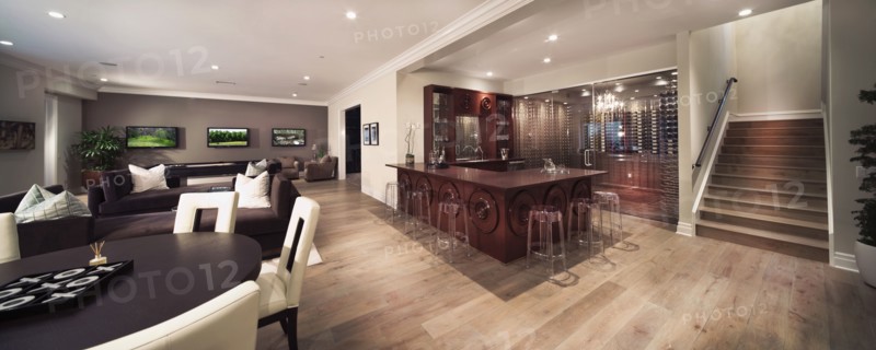 Entertainment area and bar in contemporary home