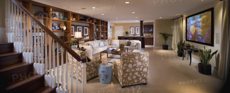 Home entertainment room with projector