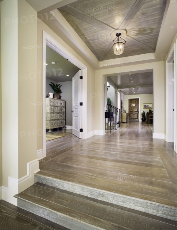 Steps leading up to hallway in contemporary home