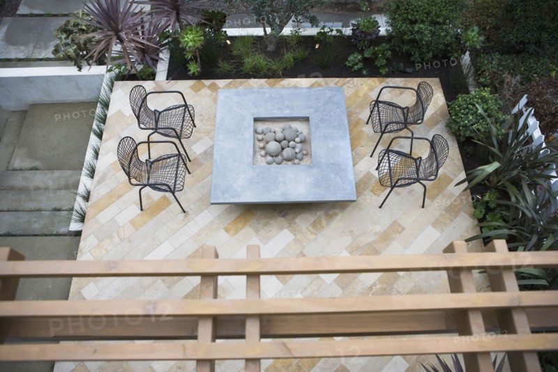 Front patio with outdoor firepit