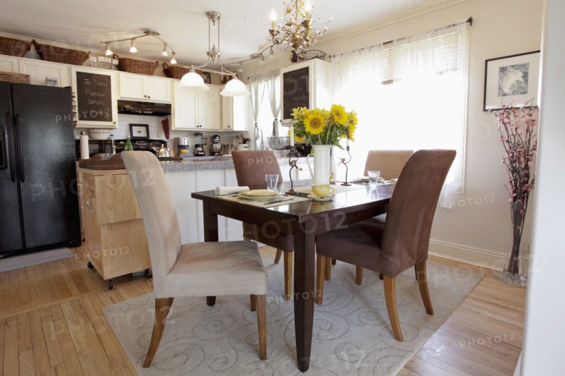 Dining table in traditional kitchen