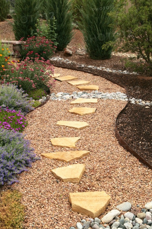 Stone path through garden