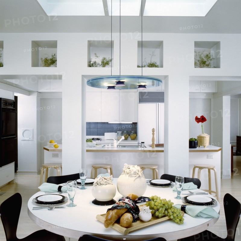 Interior of traditional kitchen with dining table
