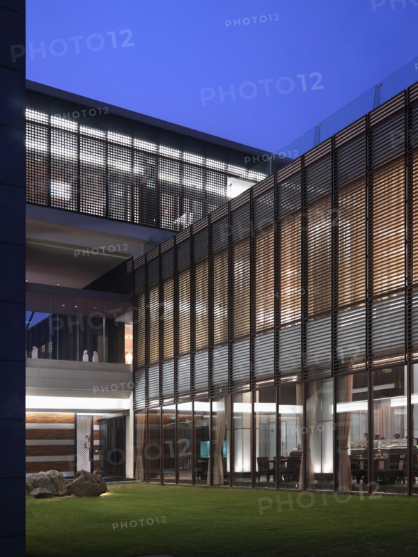 Exterior modern building at dusk