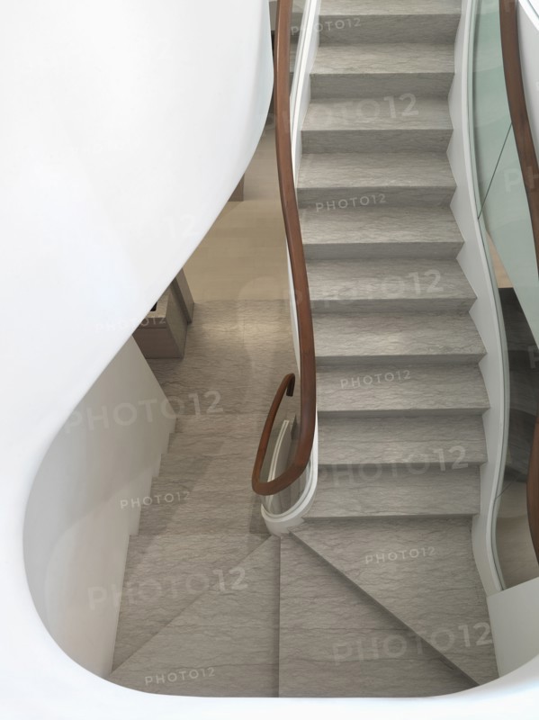 View above modern U shaped staircase