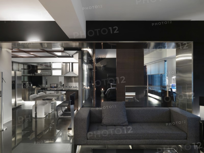 Modern sofa in dark interior