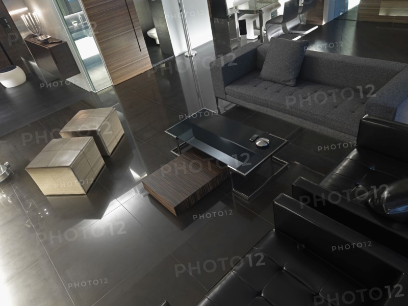 Overhead view of modern living room