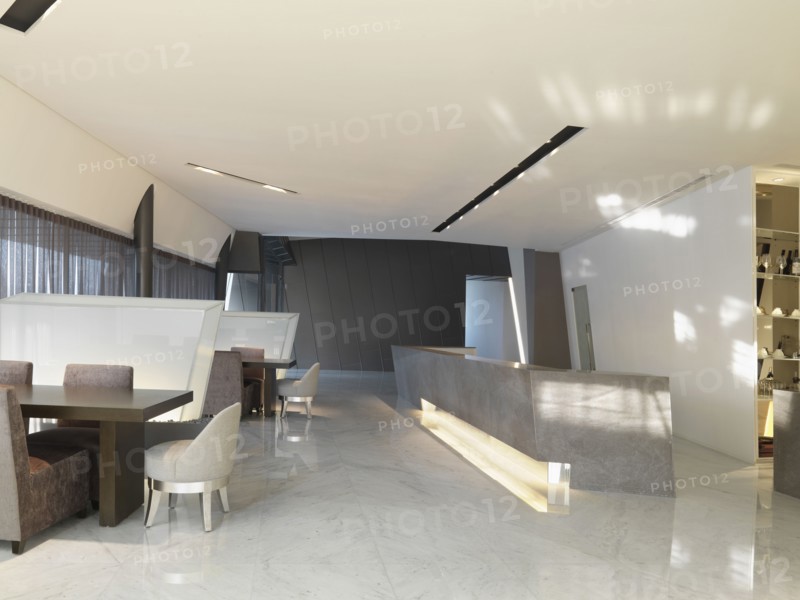 Reception area with marble floors