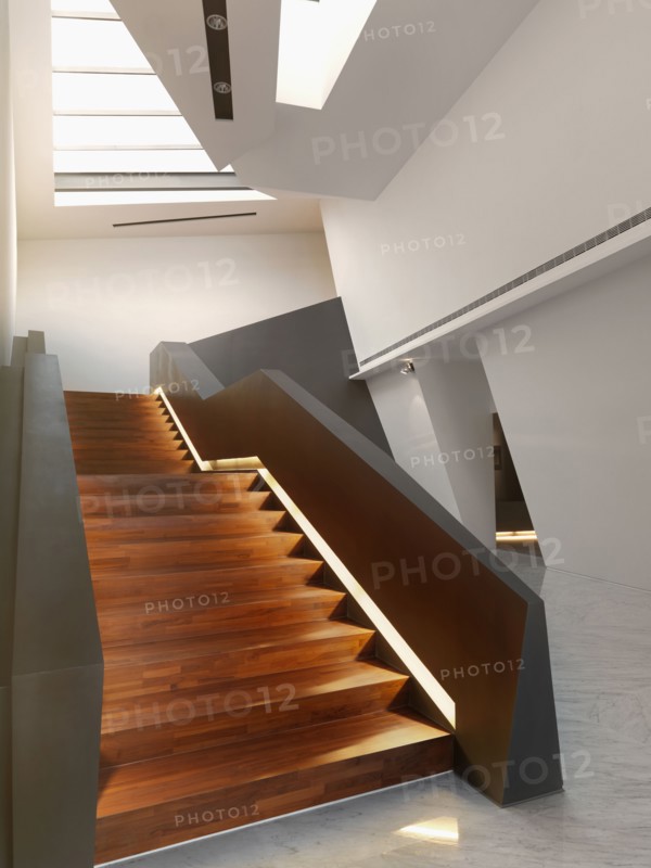 Base of modern staircase