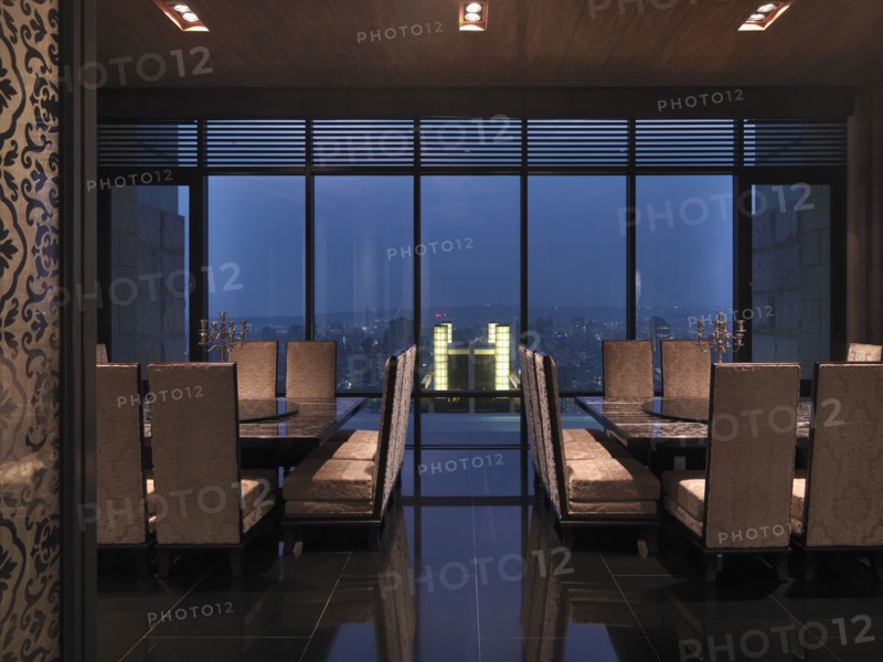 Large modern dining room overlooking city