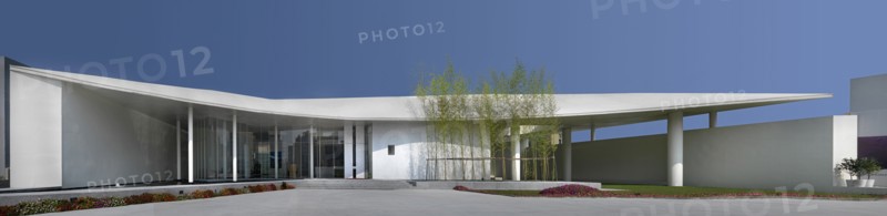 Panoramic front elevation modern building