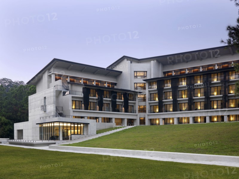 Front exterior modern apartment complex
