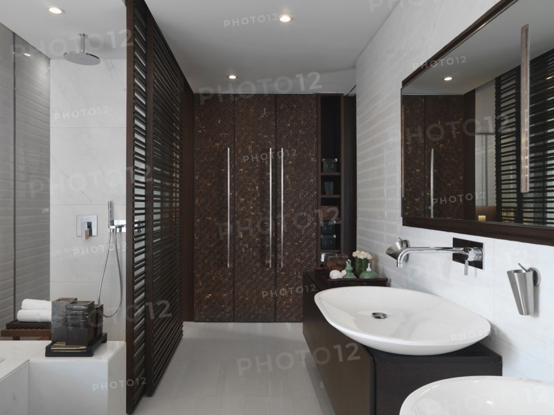 Modern bathroom with bowl sink