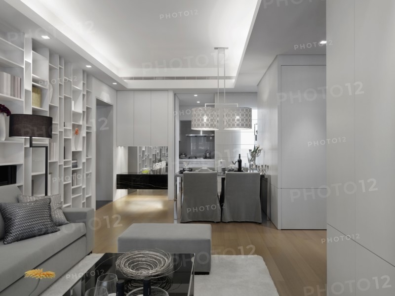 Modern interior with silver furniture