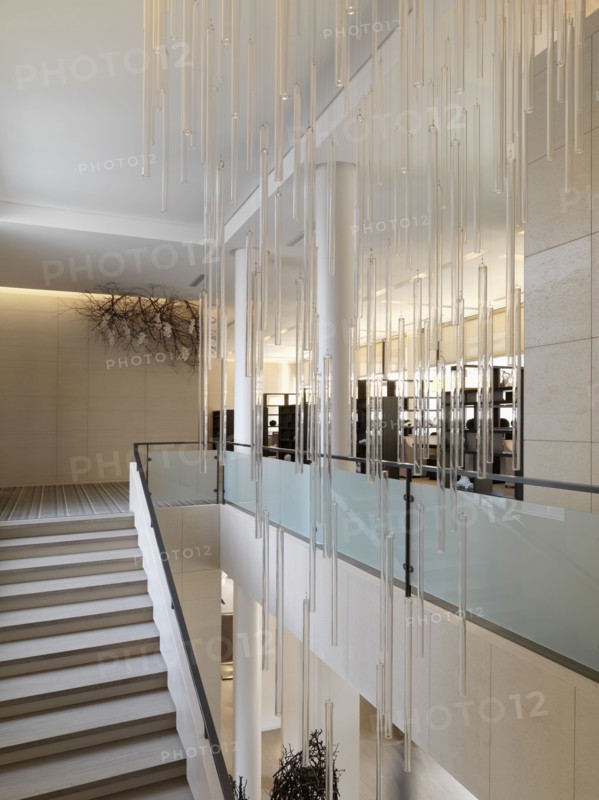 Modern staircase and light fixture