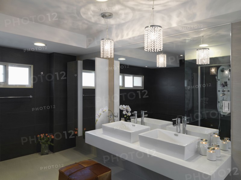 Double sinks in modern bathroom