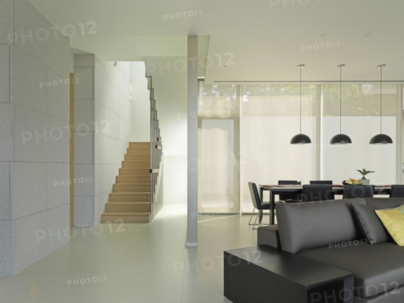 Living room and staircase in modern interior