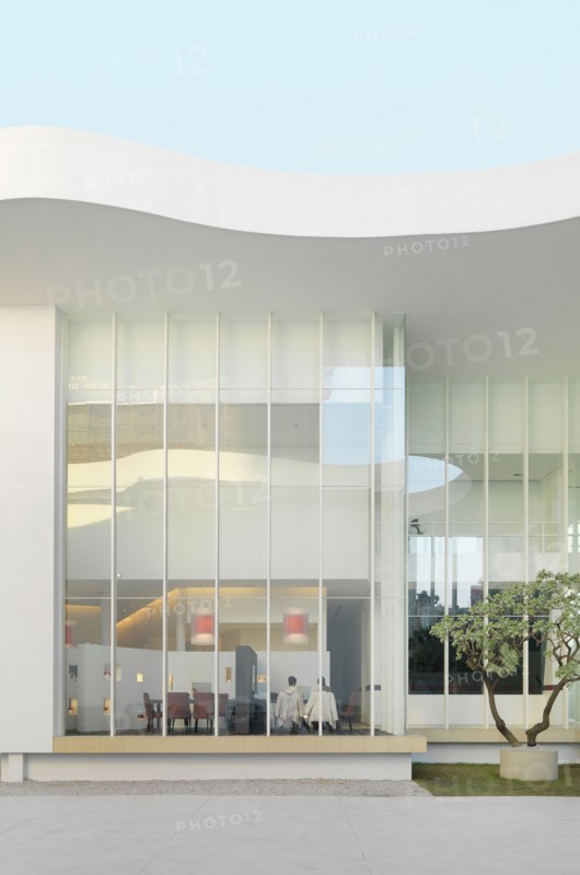 Exterior of modern building with large windows
