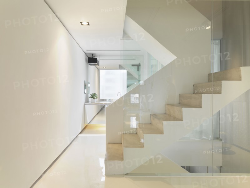White staircase in modern home