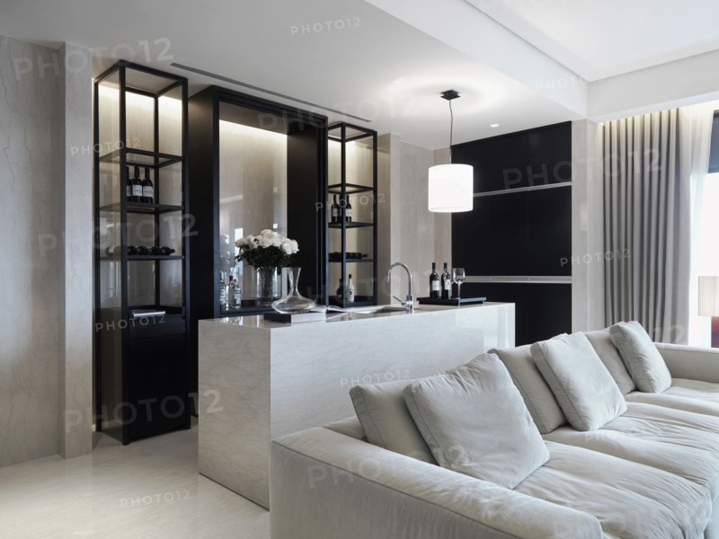 Bar in living room of modern home