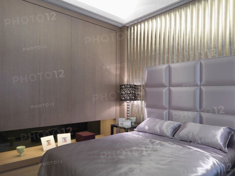 Satin bed with elegant headboard