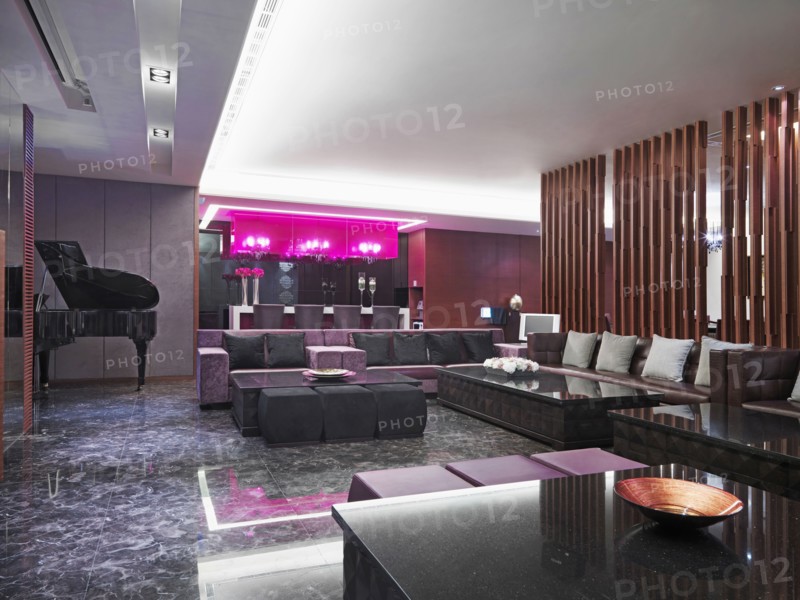 Large sofa in contemporary lounge area