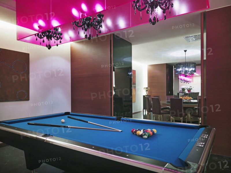 Pool table in modern home