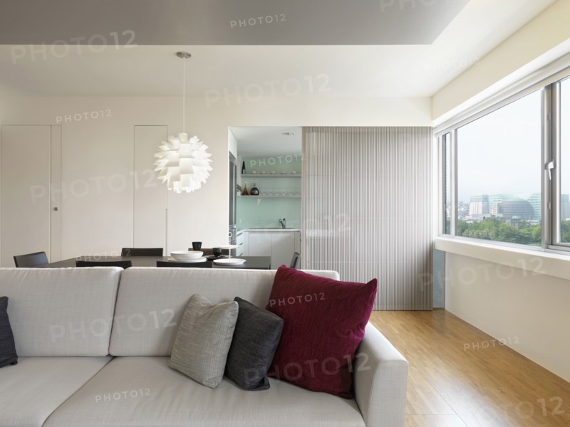 Modern living room with hardwood floor