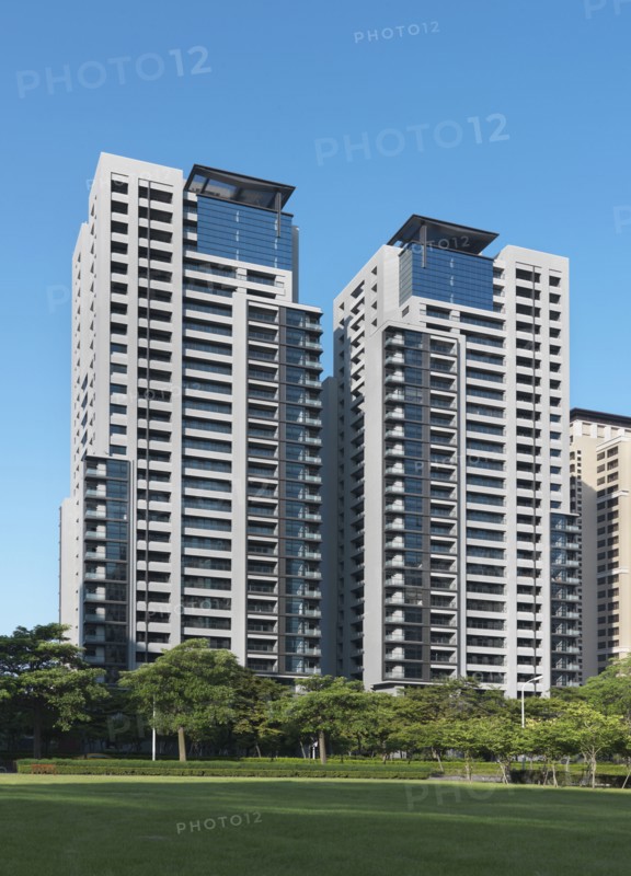 Exterior high rise apartment buildings