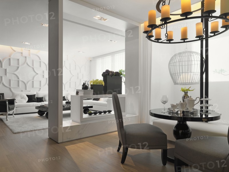 Tea table and living room in modern home