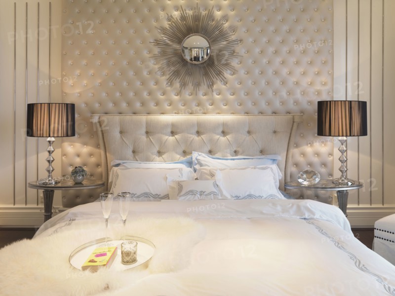 Serving tray on foot of elegant bed