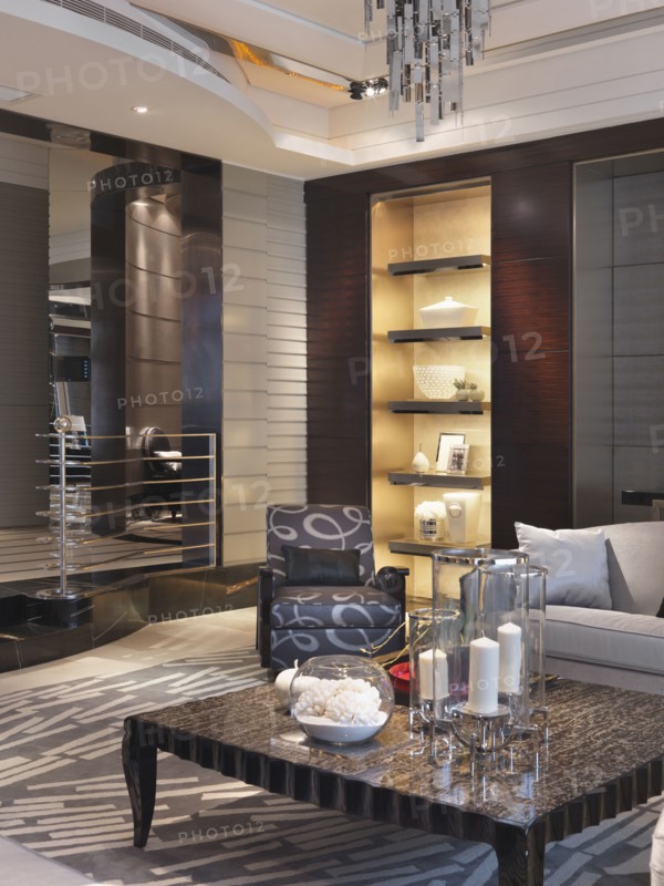 Decorations on coffee table in modern home