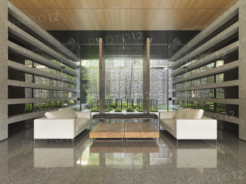 Sitting area in lobby of building