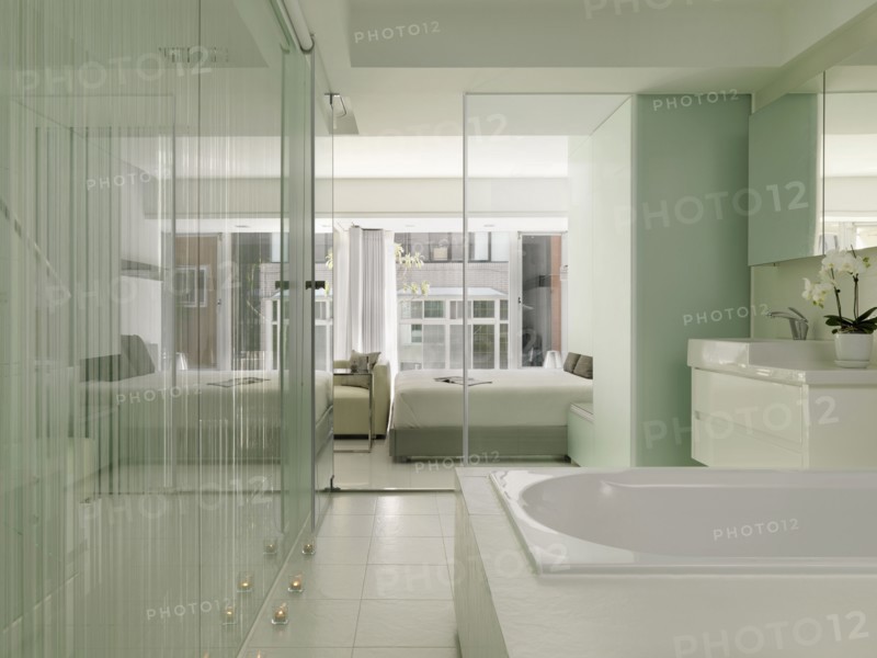 Modern bathroom with glass walls