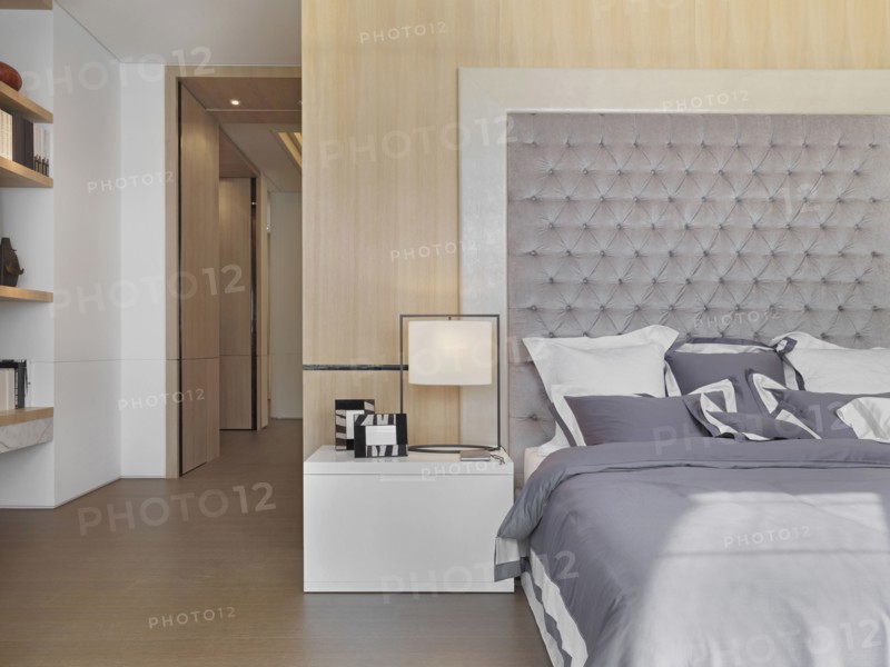 Lavender bed in modern bedroom
