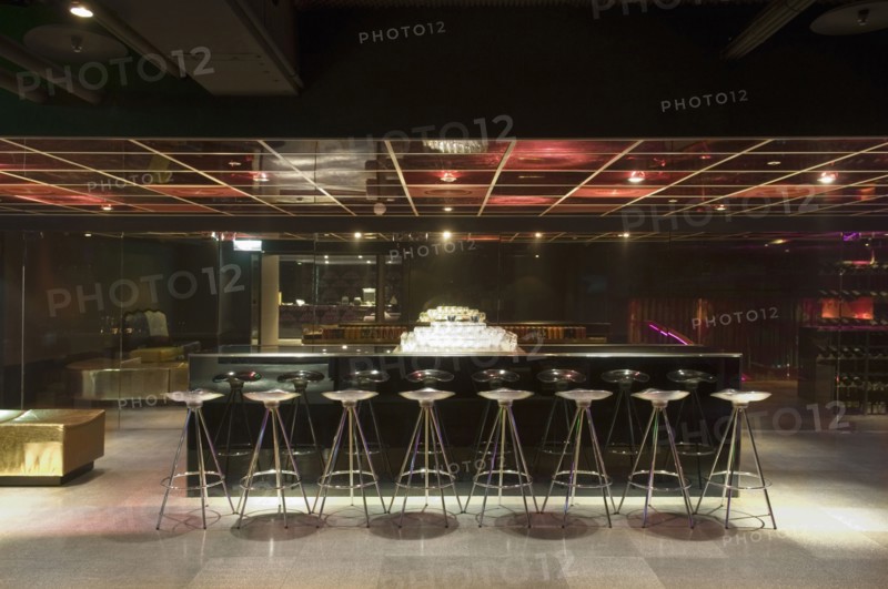 Metal stools in nightclub