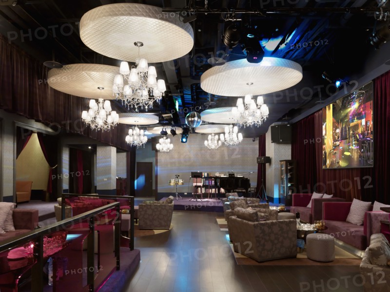 Lounge area in a modern nightclub.