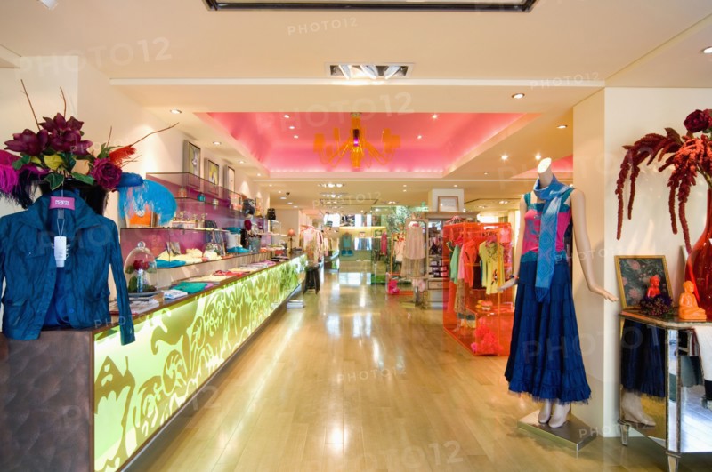 Interior of spacious clothing store