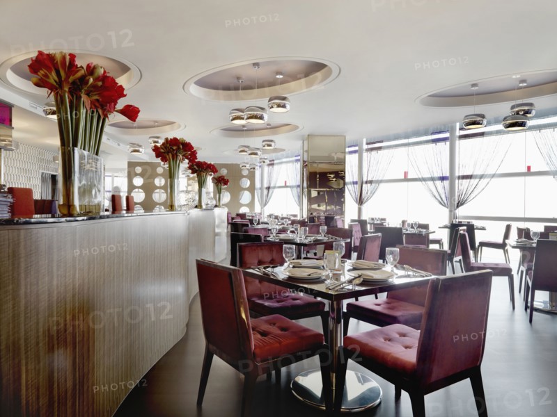 Interior of dining area in luxury hotel