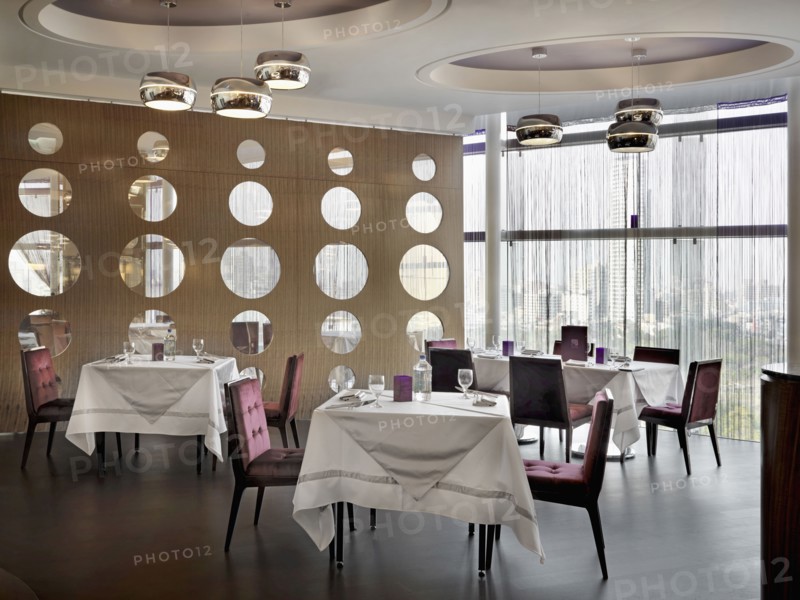 Interior of dining area in luxury hotel