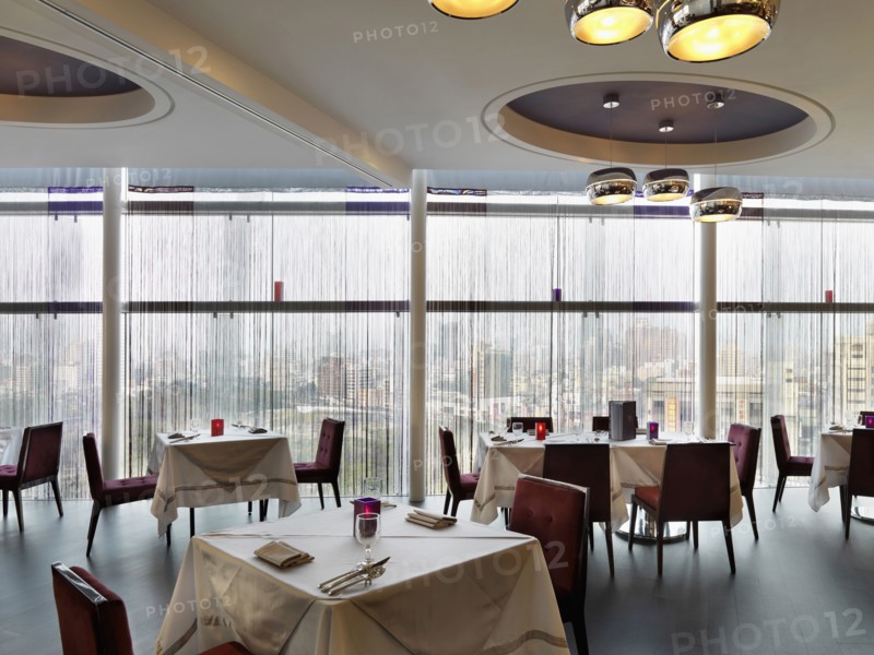 Interior of dining area in luxury hotel