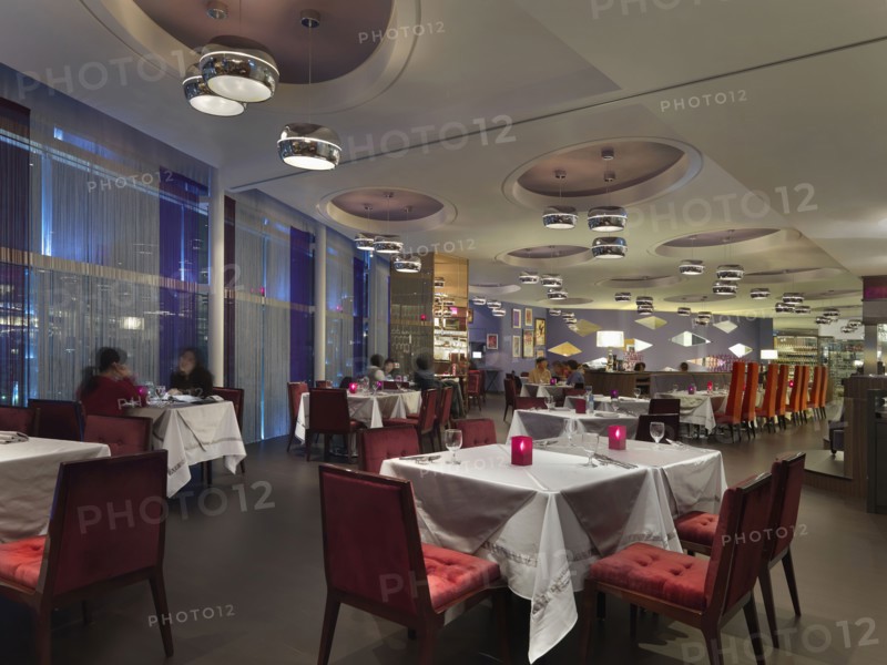 Interior of dining area in luxury hotel