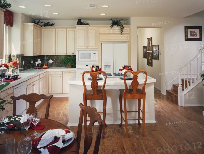 Traditional Kitchen with Island and Dining Table