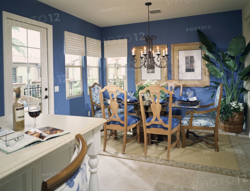 Traditional blue dining room