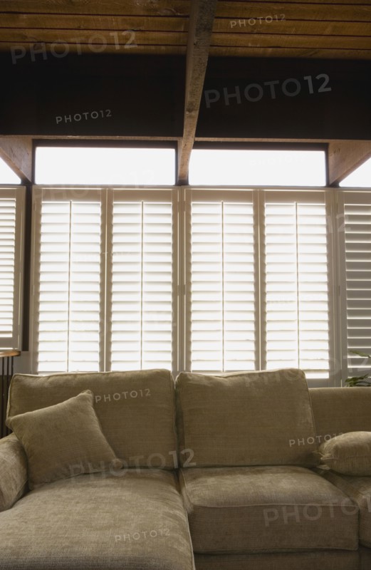 Plantation Shutters over Sofa