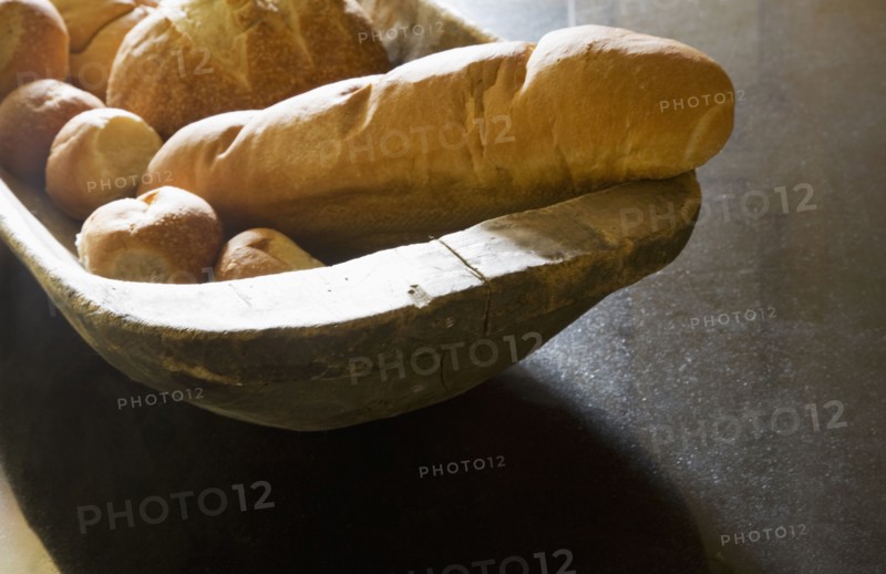 Fresh Baked Bread in Wood bowl