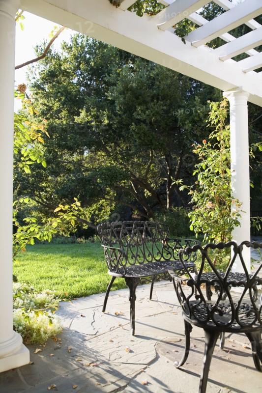 Outdoor Patio With Wrought Iron Dining Set