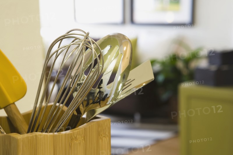Cooking Utensils in Wood Container