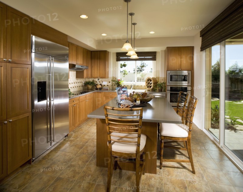 Contemporary Kitchen with Large Island